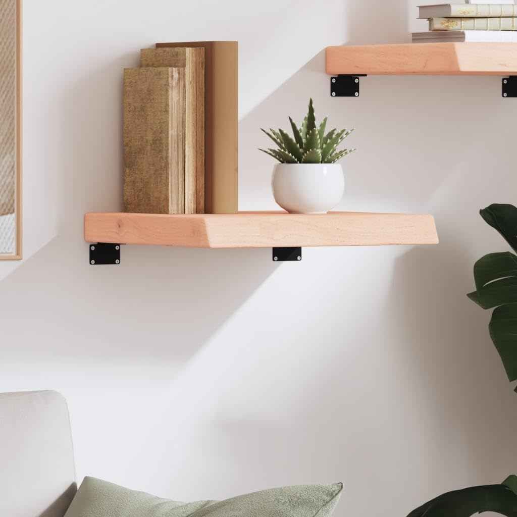 YUANCHUTOP Floating Shelves with Live Edge, 40x40cm Oak Wood Living Room Wall Shelf, Rustic Floating Shelf Decor for Wall Home Bedroom Kitchen Bathroom, Natural