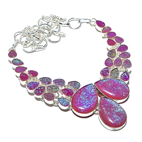 Collier tourmaline rose et druzy en argent, l'éclat du fait main haut de gamme