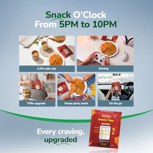 Image of Prolicious Thins Peri Peri High Protein Chips | Upgrade Your Snacking | 10g Protein + 5g Fibre | Same Crunch, Snack Smarter | Plant Based, Gluten Free | No Palm Oil | 50g