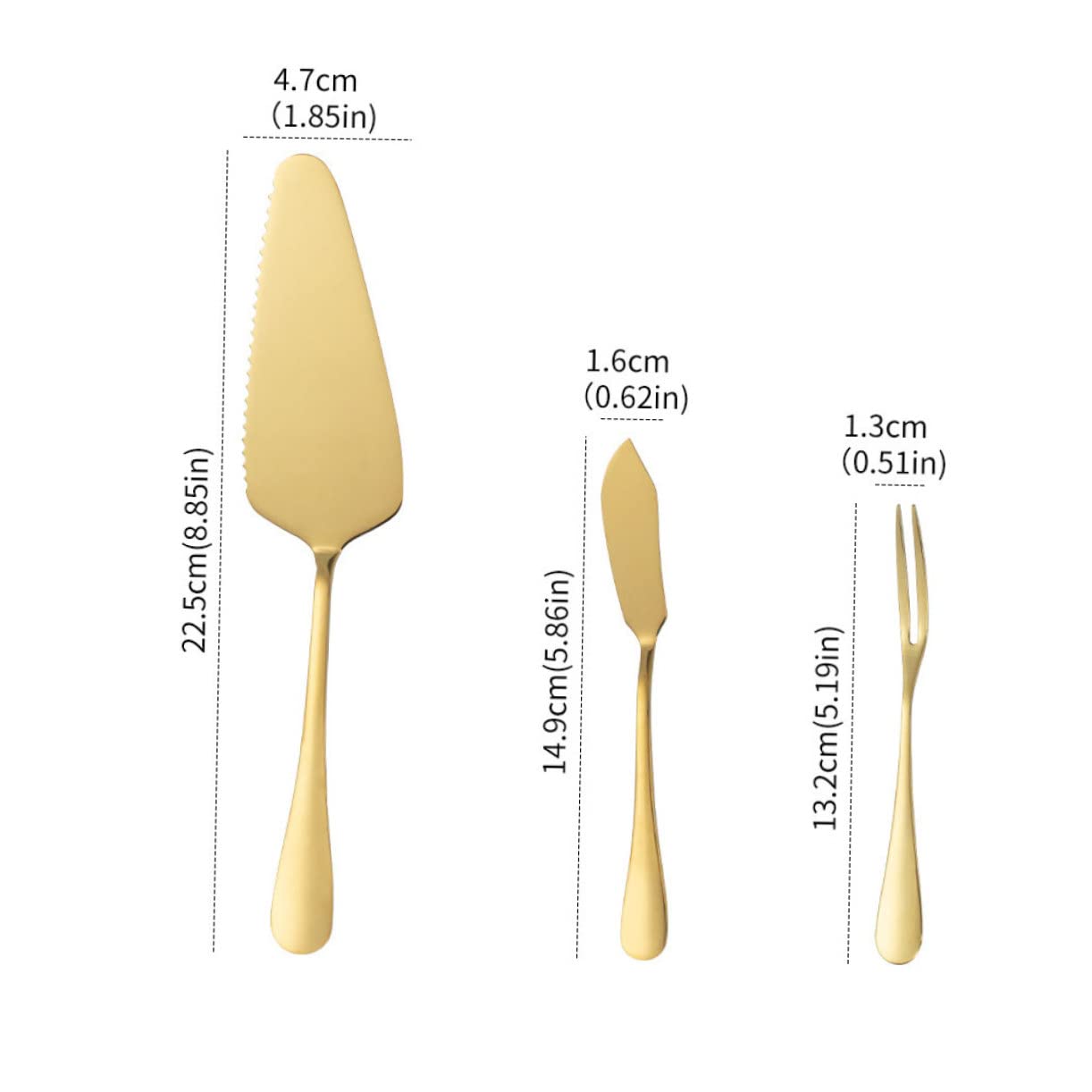 GRIRIW 1 Set Stainless Steel Cake Spatula Fruit Pies Bbq Decor Fruitcake Cupcake Forks Wedding Decoration Small Cheese Servers Cheese Slicer Butter Divider Cake Spatula Cake Cutter Golden