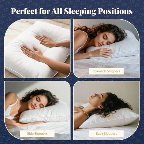 100% Natural White Goose Down Pillow Pack of 1, Standard Size- Medium - image 4