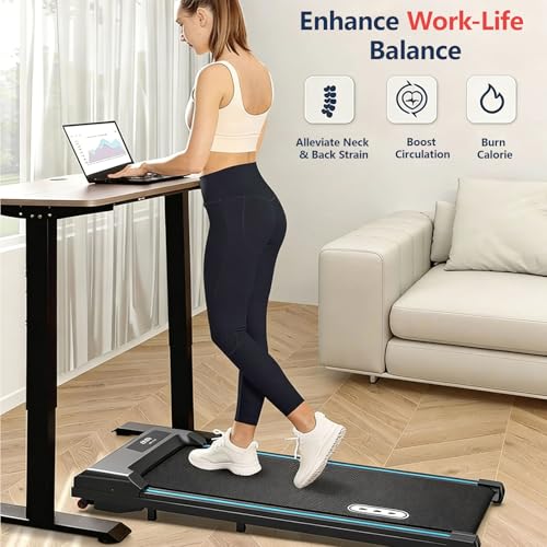 Image of Walking Pad Under Desk Treadmill, Portable Compact Electric Walking Treadmill with Remote Control for Home Office, Quiet Fitness Machine