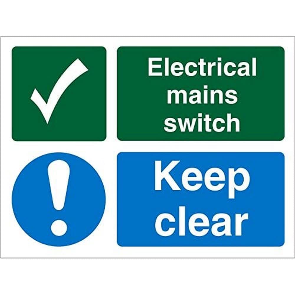 Fire Information Sign Mains Switch Adhesive Plastic 15 x 20 cm