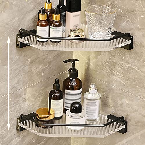 Caddy de douche d'angle en acrylique transparent avec rangement multicouche mural - 5