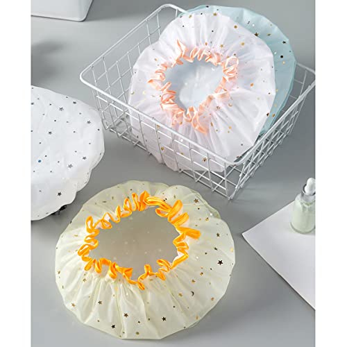 Shower Cap, Double Layer Waterproof Lace Hair Cap Reusable Plastic Elastic Bathing For Spa, Home, Hotel And Hair Salon (Pink) #TOP4
