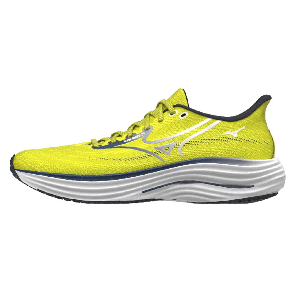 Mizuno Wave Rider 29 - Zapatillas de correr para hombre - Estate Blue/White/Lightning Yellow, amarillo, 40 EU