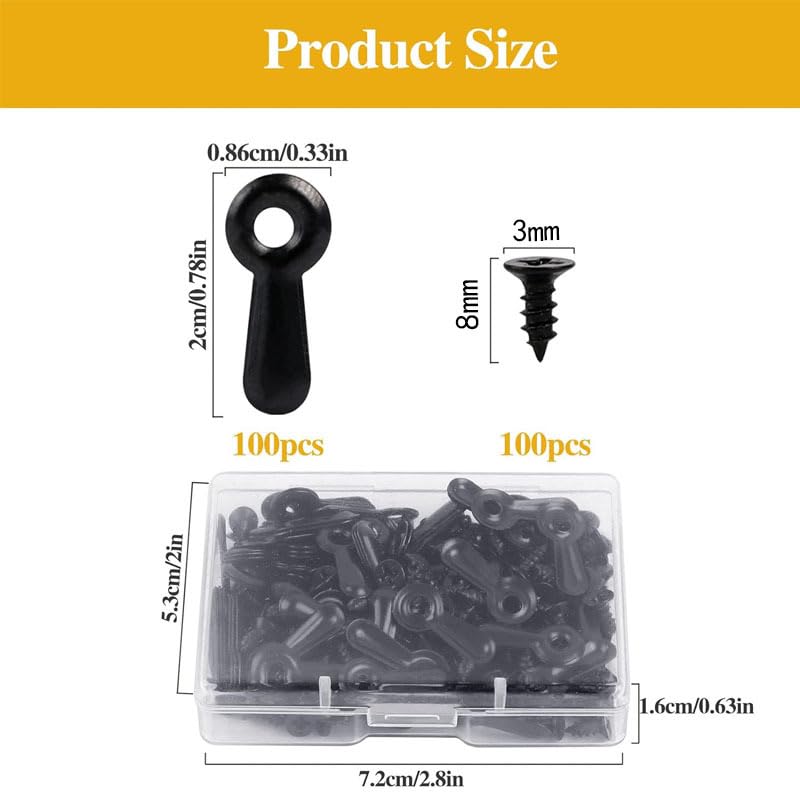 Image of 100 Pcs Frame Picture Turn Button Fasteners Set Gold Hardware Backing Clips Picture Frame Backing Clips with Screws for Hanging Pictures (Golden), LANMFU-ls11