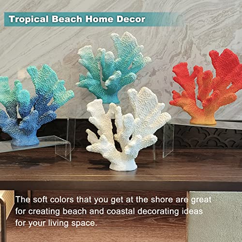 Estatua decorativa de coral turquesa de resina 8.2" miniatura 6