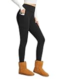 Women's Fleece Lined Leggings Thick Soft Winter Warm Thermal Waterproof High Waisted Pockets Hiking Running Skiing
