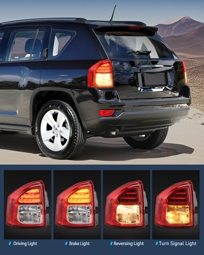 Image of Nilight Taillight Assembly Compatible with 2011 2012 2013 Jeep Compass | Tail Light OE Style Rear Lamp Replacement Driver and Passenger Side w /Bulbs