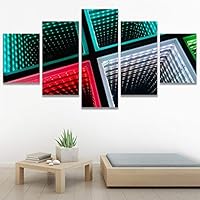 SIGNWIN 5 Panel Canvas Wall Art Abstract Brushstroke Closeup Digital Art Modern Artwork for Home Decorations Ready to Hang - 60
