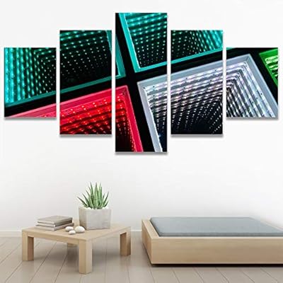 SIGNWIN 5 Panel Canvas Wall Art Abstract Brushstroke...