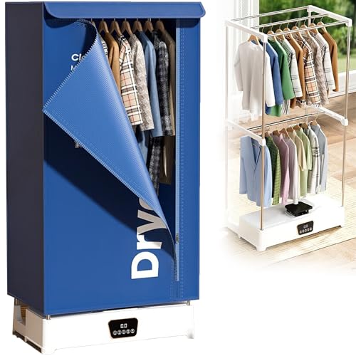 WUDLi Secador de Ropa Eléctrico, Secador Plegable 430L, Secador de Ropa Portátil 1500W, Temporizador Inteligente 240 Minutos, Pantalla Táctil Digital, Apto para Uso en Casa y de Viaje