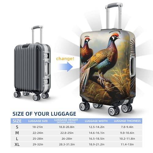 Elastic Travel Luggage Cover for Suitcase Tsa Approved Stretch Scratch-Resistant Suitcase Protector Cover Washable Pheasants Animals Baggage Covers Fits 18-32 Inch Luggage Case2