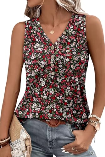 KISSMODA Womens Boho Tops for Summer Sleeveless Tanks Loose Fit Casual Blouse Daily Shirts for Leggings (S-3XL)