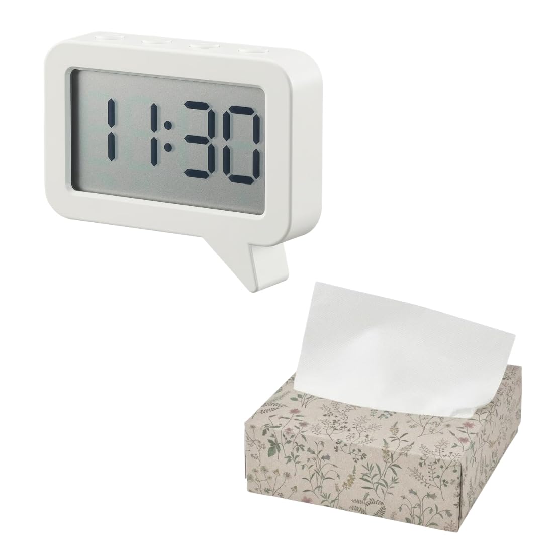 Ikea LJUNGPIPARE Digital Clock Timer, White, 8x7 cm with HAJMAL Decorative Tissues, Beige Floral Box, 17x17x6 cm, Pack of 100-image-15