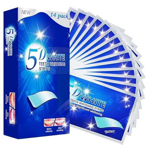 14 Piezas Tiras Blanqueadoras Dientes, Kit Blanqueador Dental Profesional, Eliminar las Manchas de Café, Manchas de té, Tabaco, Placa Dental etc