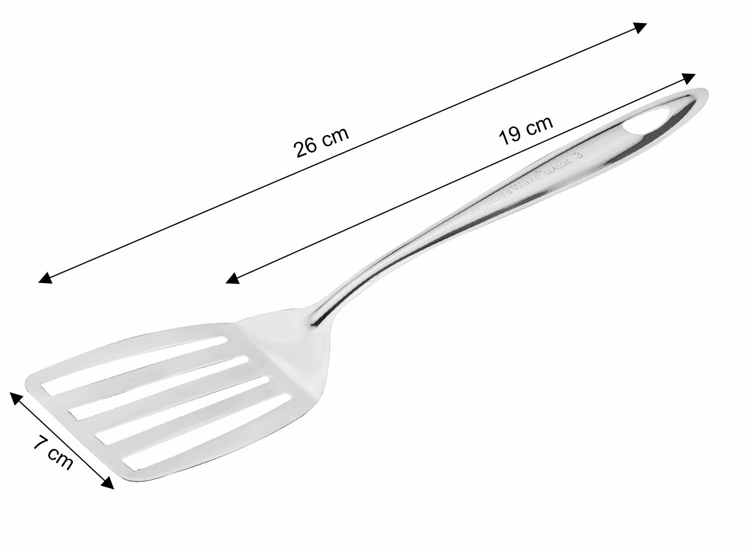 SignoraWare Kitchen Tools Stainless Steel(Food Grade) Heavy Gauge(1.3 MM) Plus Slotted Turner/Spatula/Cooking Turner No.3 for Dosa/Roti/Omlette/Paranthas/PavBhaji/Breads (Size 26 cm) Set/2 1