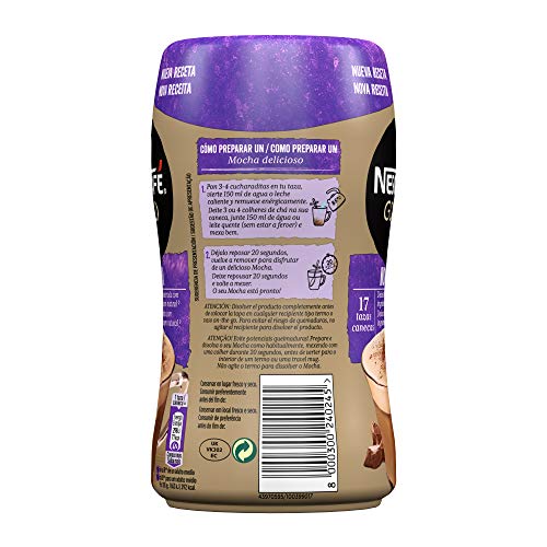 NESCAFÉ GOLD MOCHA, cremoso café soluble con leche desnatada, Cappuccino SABOR CHOCOLATE, Bote 306 g - Imagen 3
