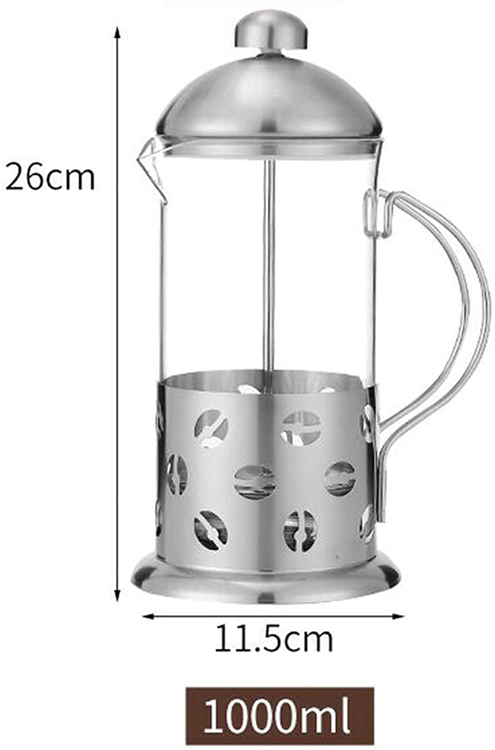 RWRAPS Caffettiera French Press con Filtro Francese in Vetro in Acciaio Inossidabile, stantuffo per pressa da caffè e teiera per casa o Ufficio, 1000 ml (350 ml)