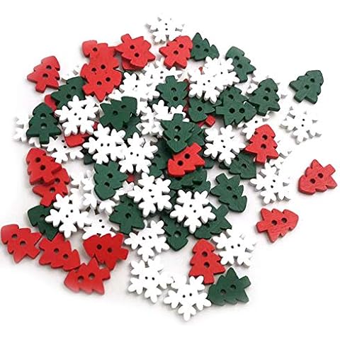 50 Piezas Botones De Copo De Nieve De Madera 2 Agujeros DIY Hebilla De Costura Cover