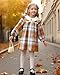 Baby Girl Outfit 18 24 Months Cute Girl Clothes Lantern Long Sleeve Brown Plaid Dress Winter Toddler Clothes Vacation Vintage Knee Length Dresses