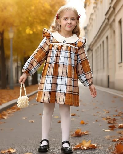 Kucnuzki Baby Girl Clothes Ruffle Long Sleeve Casual Plaid Dress Fall Winter Toddler Girls Dresses Cute Kids Clothes2