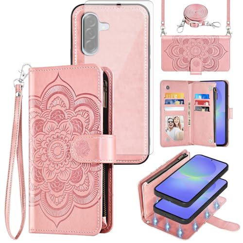 Étui Samsung Galaxy A36 5G porte-cartes zippé SM-A366U et protection écran verre trempé