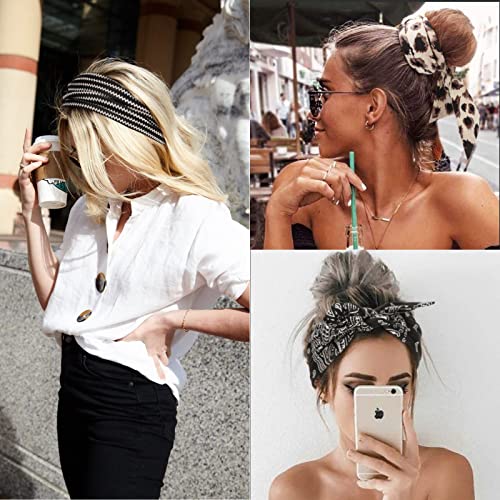 Image of DRESHOW 6 PCS Adjustable Headbands for Women Knotted Headbands Elastic Non-Slip Fashion Hair Bands for Workout Sports Running Yoga