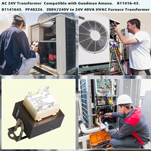 Image of 240V to 24V AC Transformer 0130M00138S with 2 Hole Mount is Compatible with Goodman Amana、 B11416-43、B1141643、PF40224、208V /240V to 24V 40VA HVAC Furnace Transformer Class 2 Control