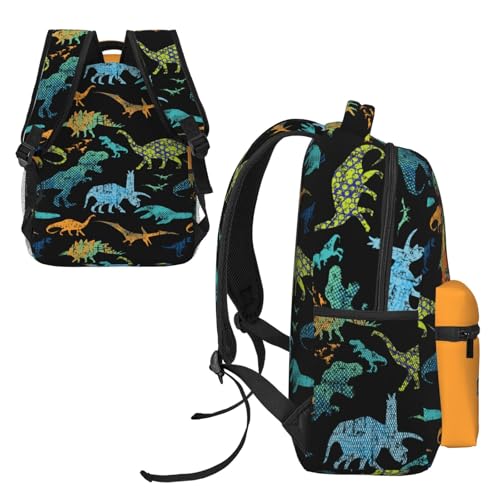 Custom Dinosaur T-Rex Kids Backpacks 2pcs Set for Boys Girls Student Personalized Name Text School Bag and 18 Oz Water Bottle Customized Sports Water Bottle School Bookbags for Back to School Travel3
