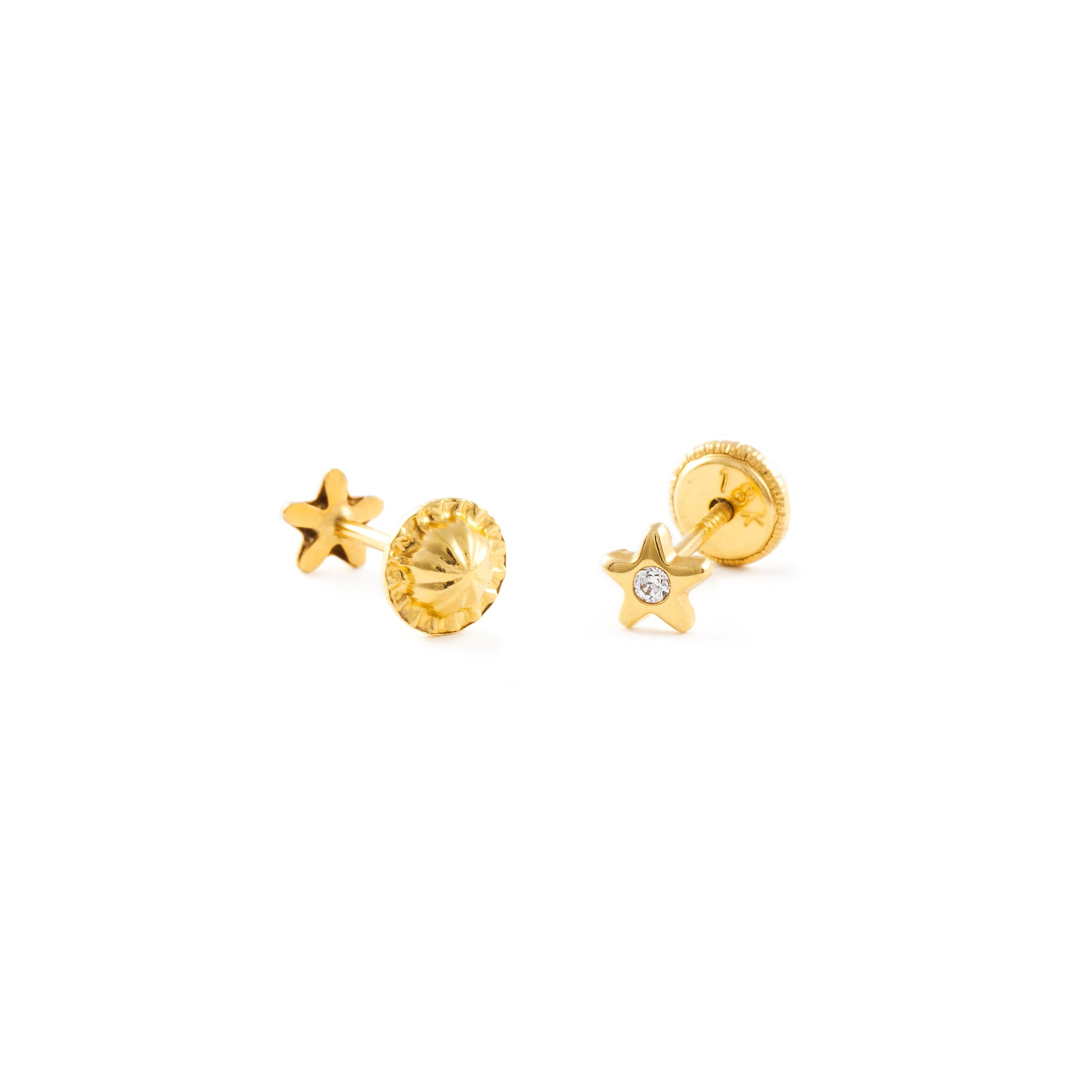 Mondepetit - Orecchini bambini Stella Zircone Oro Giallo 18K - Scatola Regalo - Certificato di garanzia