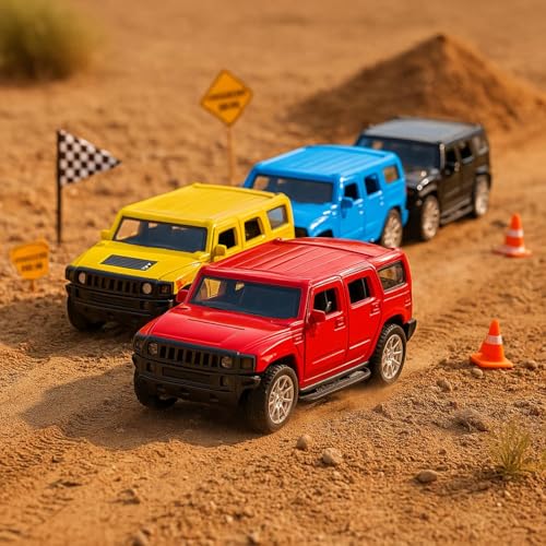 Image of Amisha Gift Gallery Hummer SUV Diecast Metal Car Toy for Kids, Green | Scale Racing Model, Pull Back Action, Opening Doors, For Kids Boys and Girls