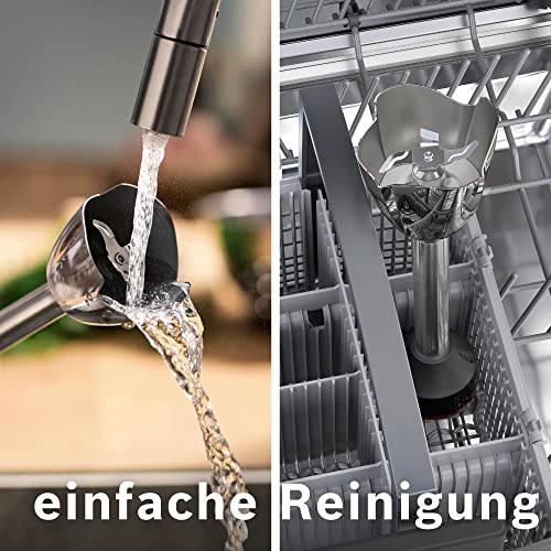 Bosch Stabmixer ErgoMaster Serie 6 MSM6M622, einhändig bedienbar, Edelstahl-Klingen, verschleißfreie Keramik-Kupplung, Luftkühlung, Zerkleinerer, Schneebesen, Mixbecher, 1000 W, Edelstahl