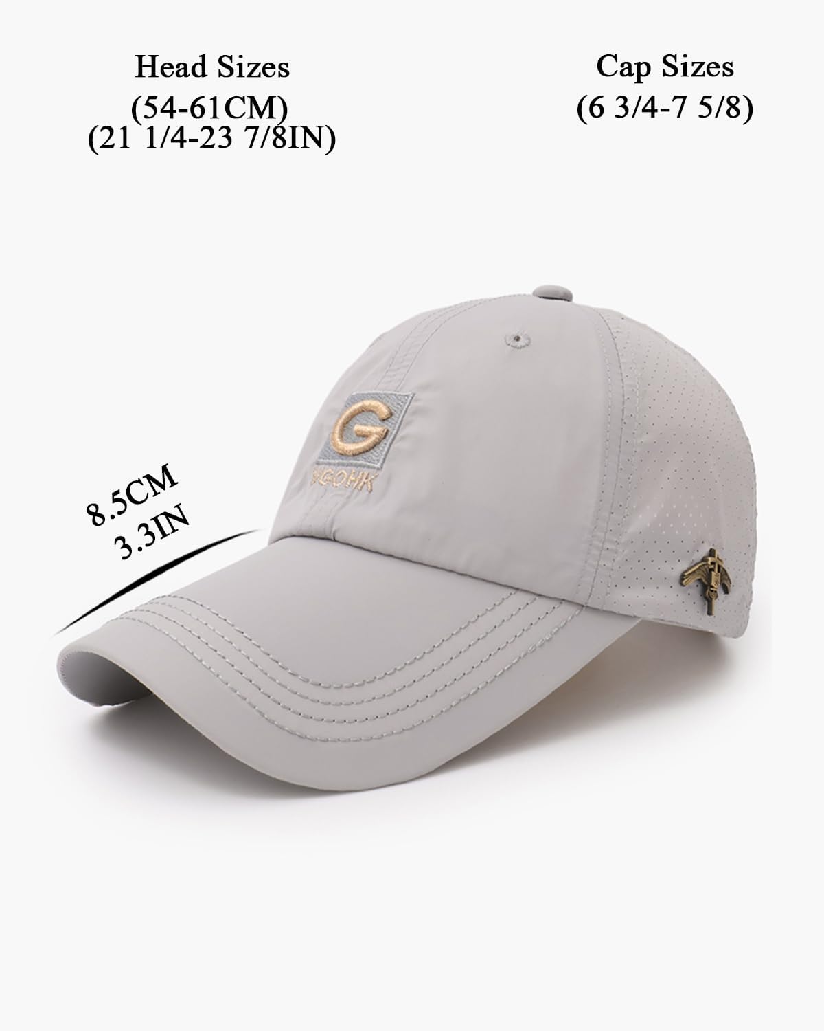 Hat Men's Summer New Fast Drying Golf Cap Baseball Cap Sunscreen Sun hat Women's Fashion (Light Gray)