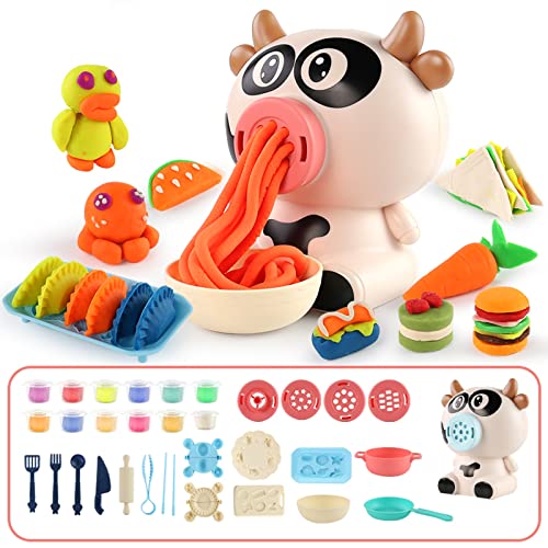 YaoYue Toys Playdough Kitchen Creations Noodle Maker & Kids Party Playset for Kids Ages 3 and up with 12-Pack of Non-Toxic Modeling Compound