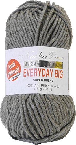 NASKA企画 ナスカプレミア エブリデイ ビッグ 毛糸 極太 col.810 グレー 系 100g 約80m 5玉セット N-69