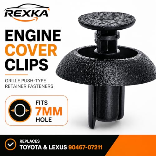 Image of Rexka 51pcs Bumper Radiator Support Splash Shield Fender Liner Engine Grill Retainer Clips 7mm Hole for Toyota Lexus 90467-07211 4Runner Avalon Camry Corolla Prius ES RX NX GX -Trim Panel Body Remover