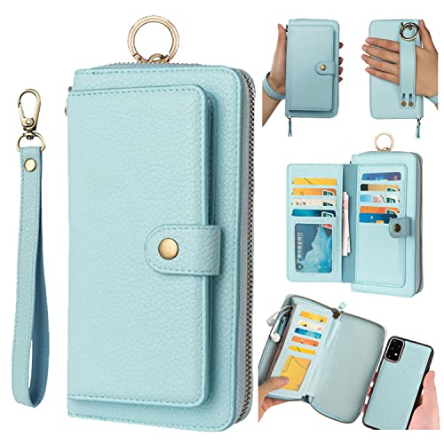 LITOU Compatible with Samsung Galaxy A23 Phone Wallet Case Leather Wristlets Clutch Zipper Pouch Card Holder Magnetic Detachable Case for Samsung Galaxy A23 Women Men,Blue