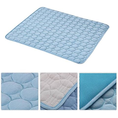 Aurynns Indoor Summer Chilly Mat Pet Dog Cat Bed Cool Gel Pad Viscose Fiber Mats (19.70inX15.75in) Cover