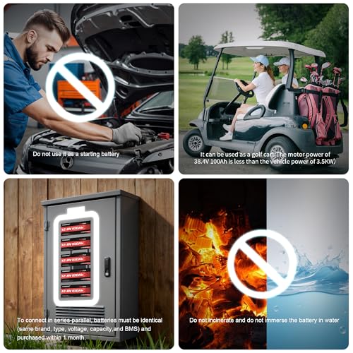Image of 36V 100Ah LiFePO4 Lithium Battery Built-in 200A BMS & 15000 Cycles,3840W Motor Support,High Energy Density Golf Cart Battery,RV,Home Energy Storage,Off-grid Applications