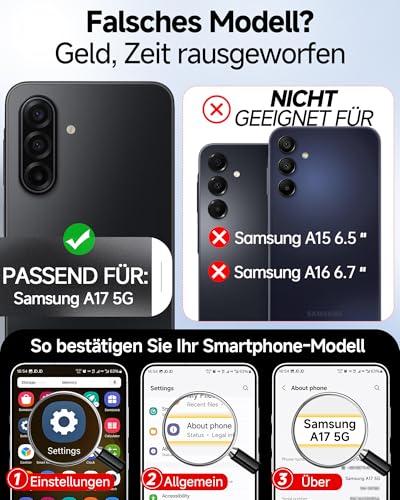 LeYi für Samsung Galaxy A17 5G Hülle mit 2*panzerglas 4G Matt Case-Schwarz – Ansicht 2