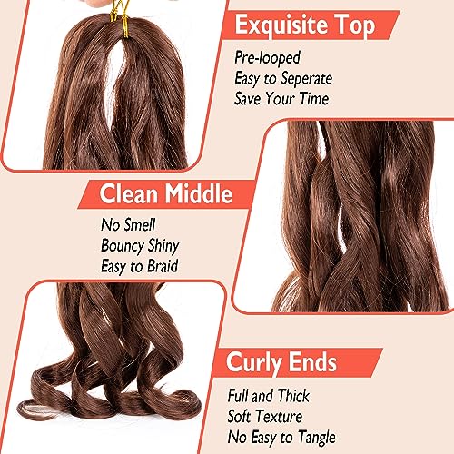 8 Packs French Curly Braiding Hair 22 Inch Pre Stretched Braiding Hair Loose Wave Spiral Curl Braids Crochet Hair with Curly Ends for Black Women by Originea (22 Inch - Image 3