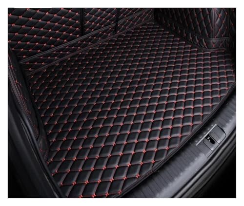 Tapis coffre Porsche Cayenne étanche en cuir avec surpiqûres rouges anti-saleté