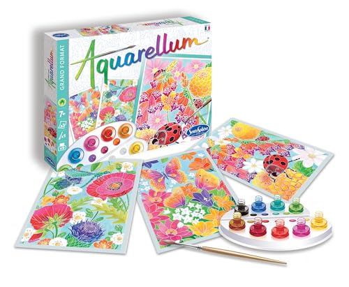 Sentosphère - Aquarellum - Dans les Fleurs - Kit peinture - Peinture Aquarellable Magique - A partir de 7 ans - fabriqué en France, In the Flowers