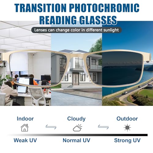 Image of Photochromic Progressive Multifocus Reading Glasses Men Transition Blue Light Blocking Multifocal Computer Readers