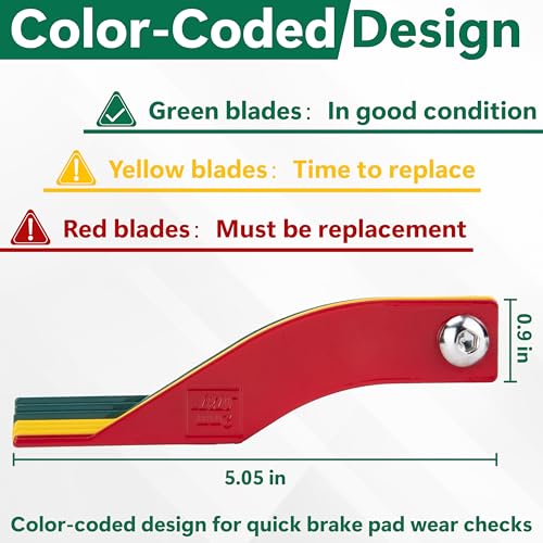 Image of ecocstm 5 Pack 8 PCS Brake Lining Thickness Gauges, Brake Pad Measuring Tool, Color Coded Brake Pad Gauge with Metric & SAE Size, Brake Resetting Gauge Tool, for Quickly Measuring Disc and Drum