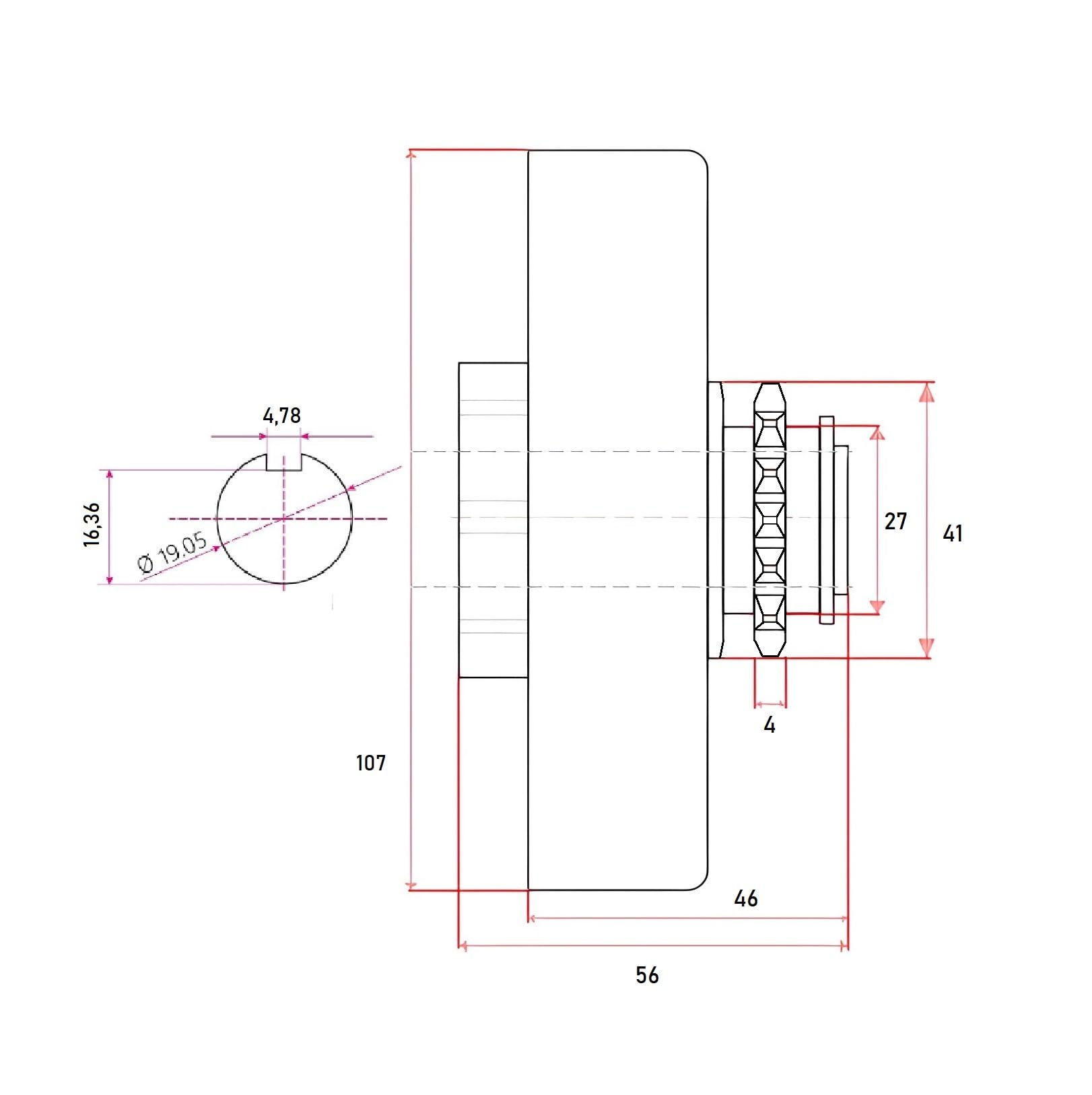 EBERTH Fliehkraftkupplung 19,05mm Ø Kettenradkupplung Typ 35# 12 Zähne Go Kart