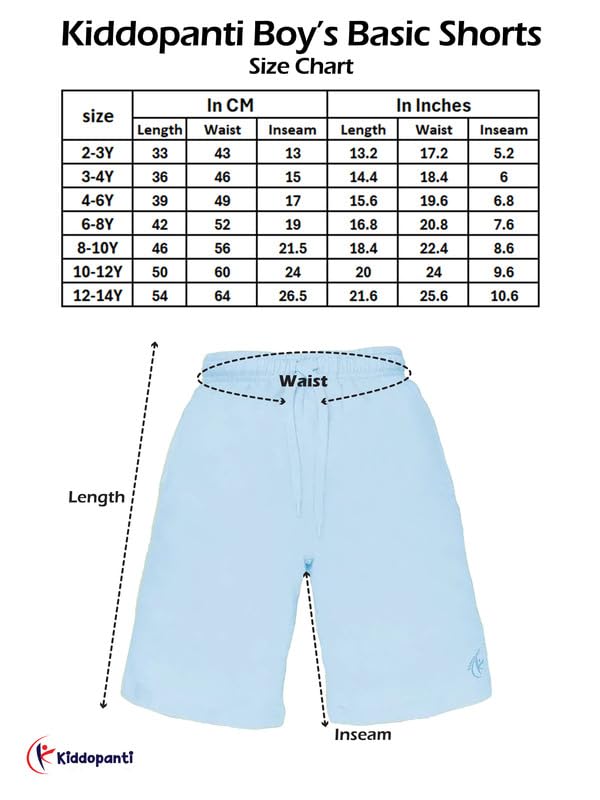 Image of KiddoPanti Boys Solid Knee-Length Basic Short | 100% Cotton Knit Fabric | Comfortable Fit with Elastic Waistband and Functional Drawcord | 2 Front Pockets Half Pant | Boys Shorts