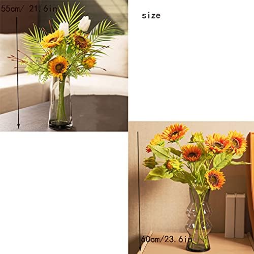 人工花人工花ヒマワリの花束家具リビングルーム床偽の花の花瓶ドライブーケ装飾バルコニーディニに適した